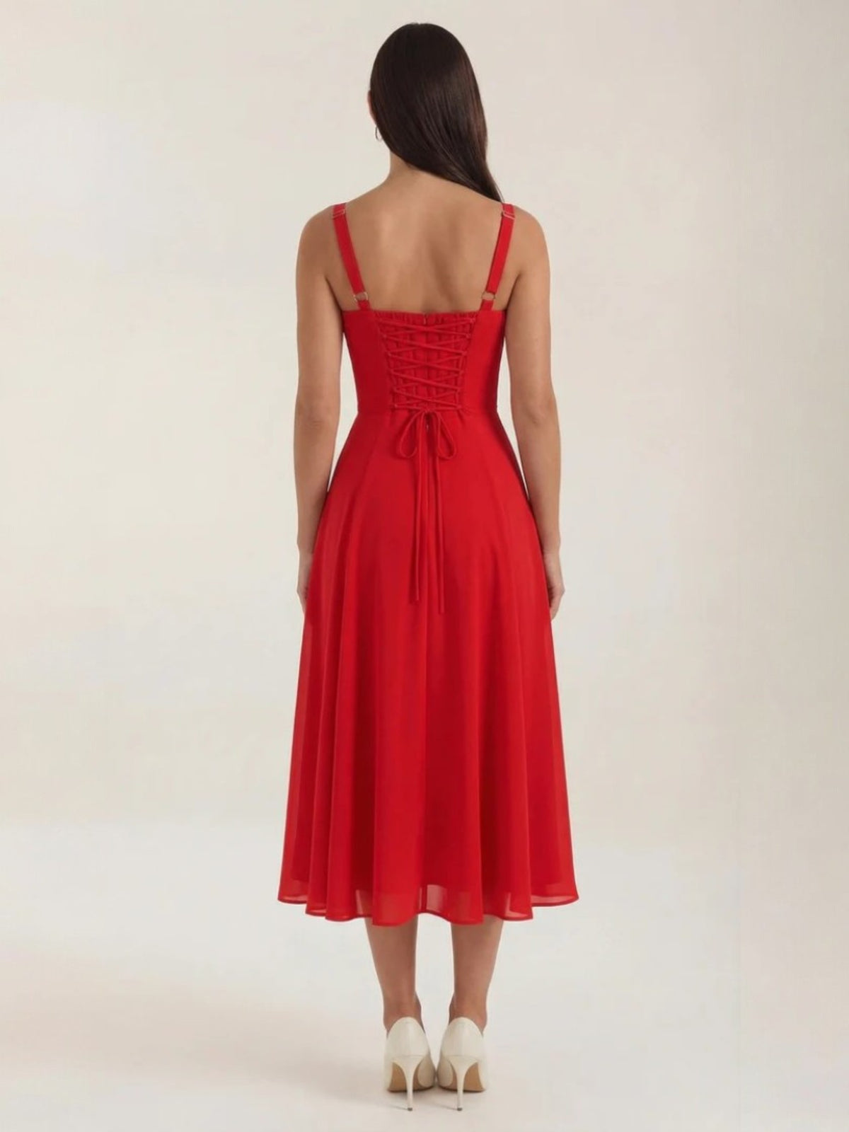 Women's Thin Strap Corset Midi Dress