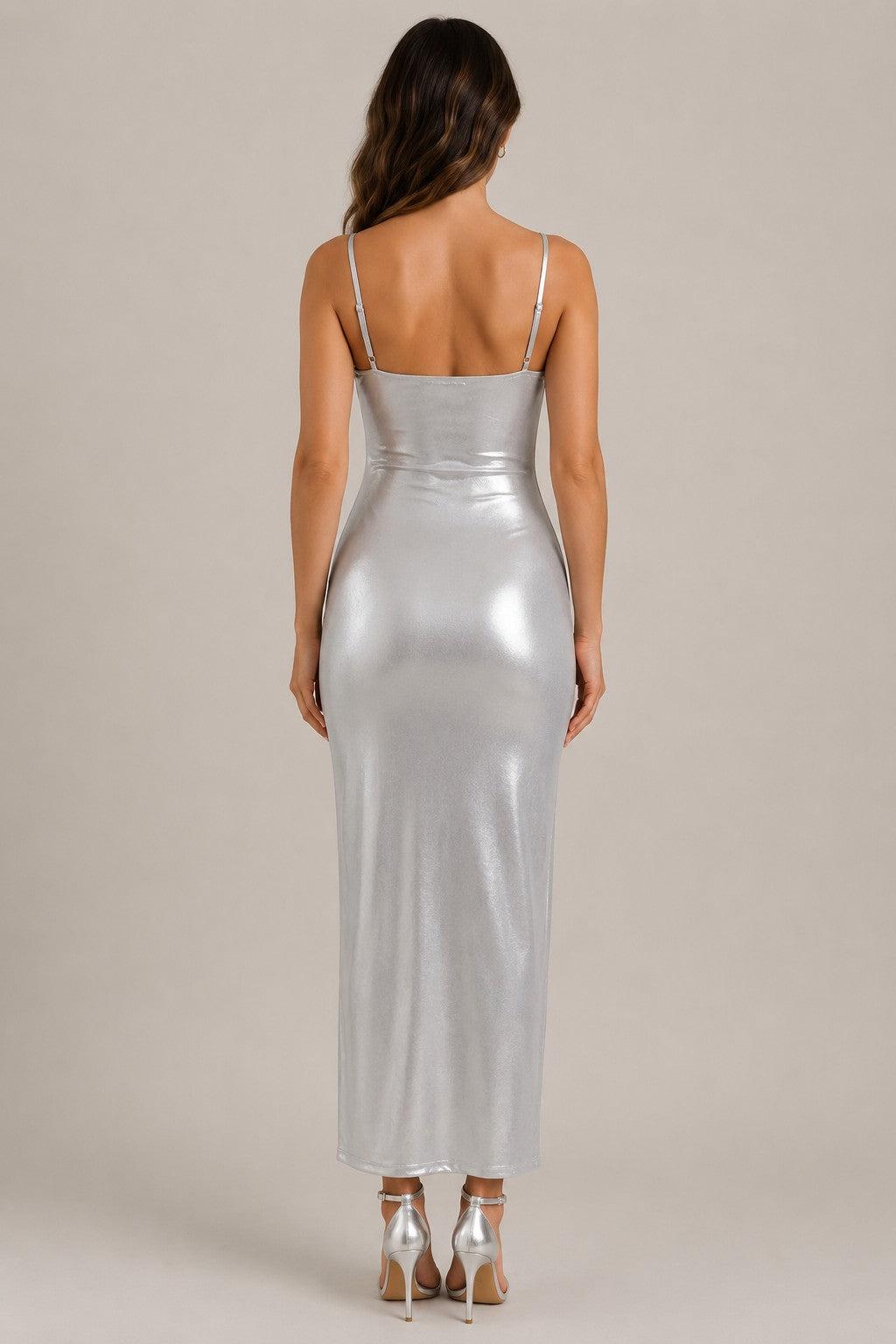 Women's Thin Strap Fitted Midi Dress