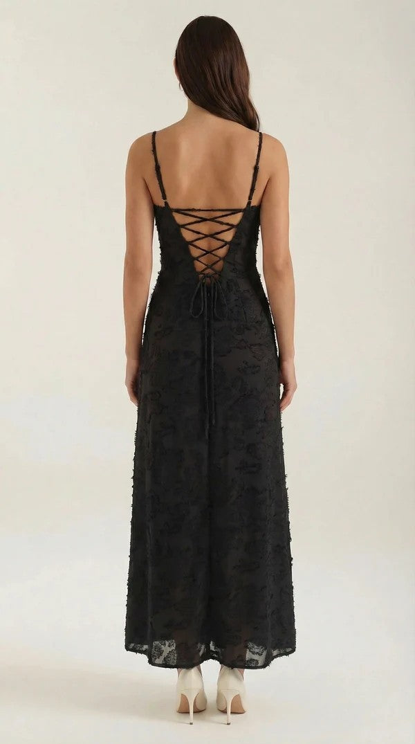 Women's Thin Strap Lace Midi Dress