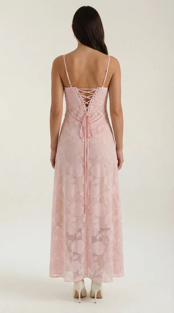 Women's Thin Strap Lace Midi Dress