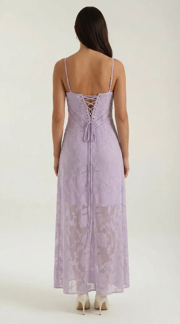 Women's Thin Strap Lace Midi Dress