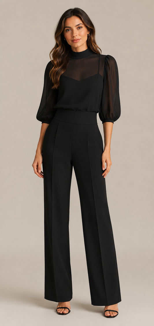 Women's Three Piece Elegant Wide Leg Pants Set