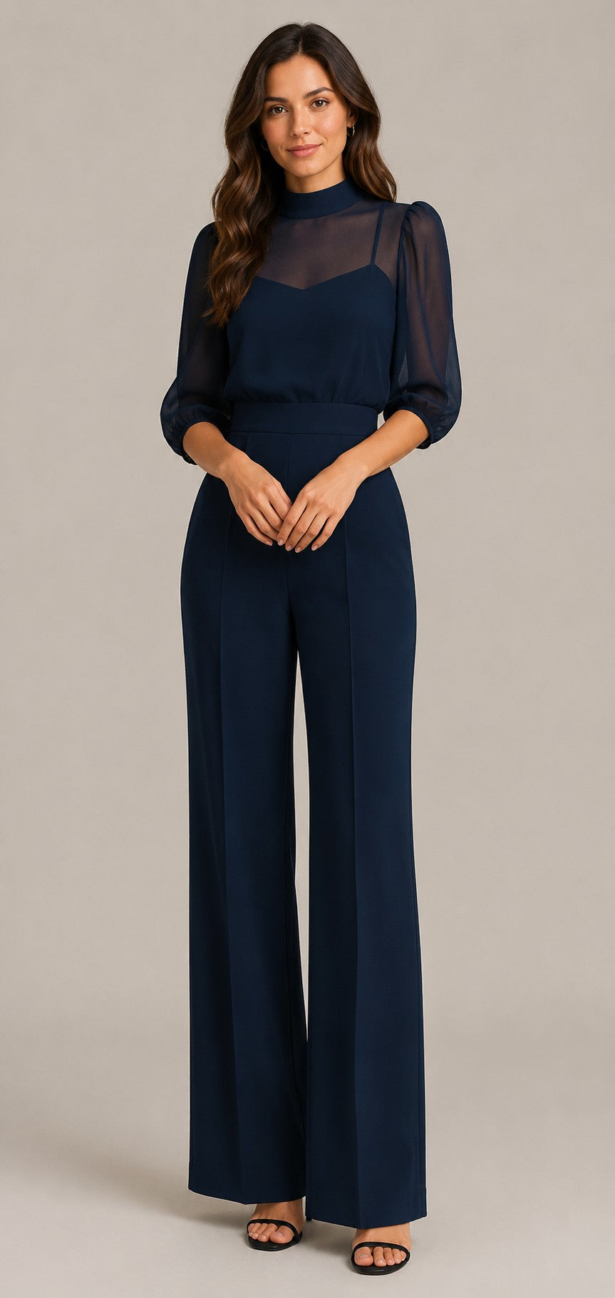 Women's Three Piece Elegant Wide Leg Pants Set