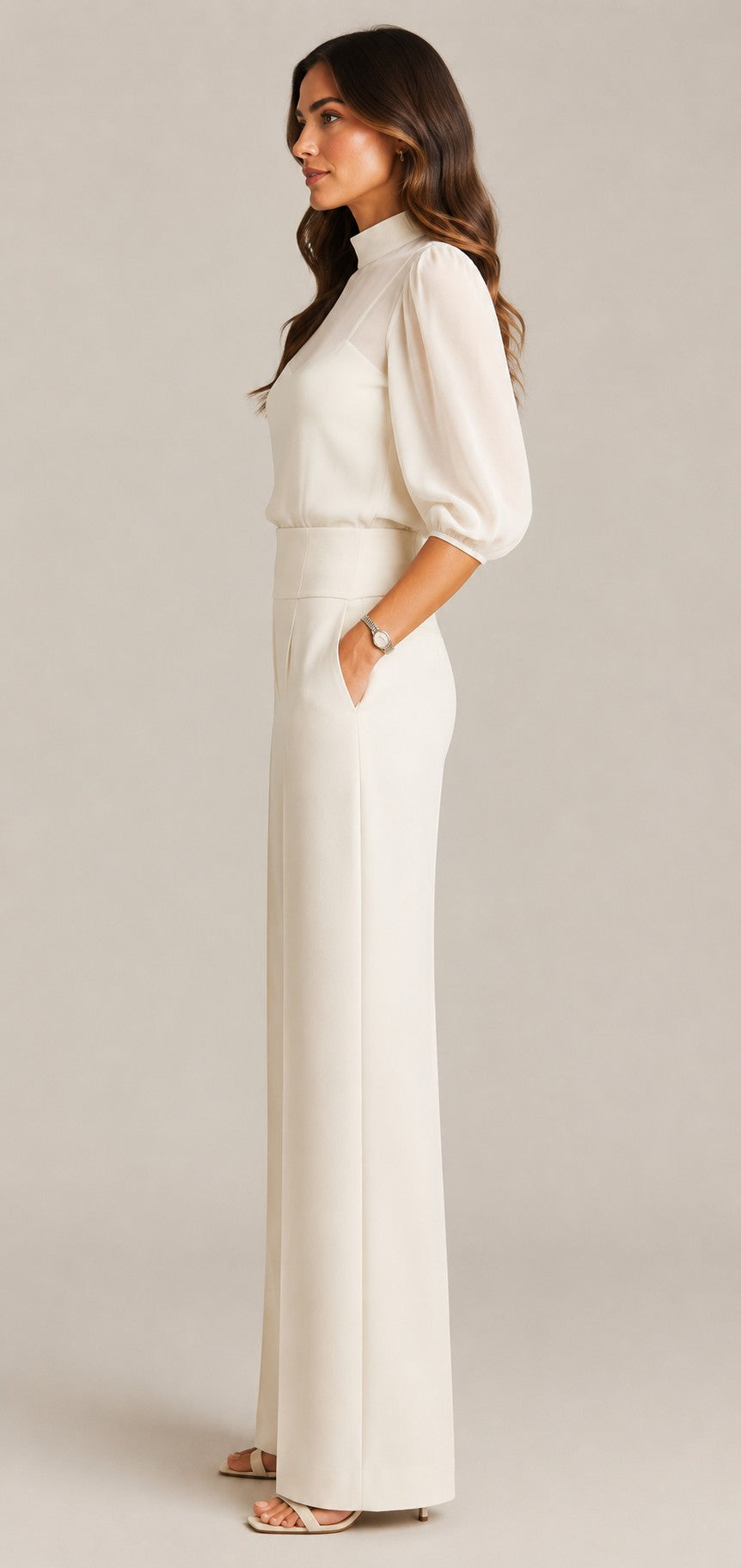 Women's Three Piece Elegant Wide Leg Pants Set