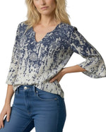 Women's Three-Quarter Sleeve V-Neck Printed Blouse