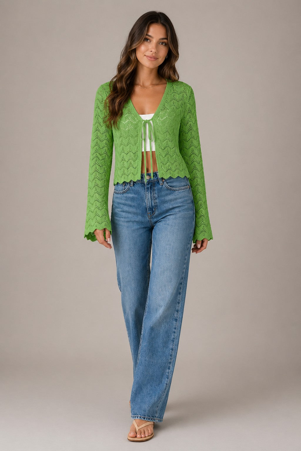 Women’s Tie Front Flare Sleeve Blouse