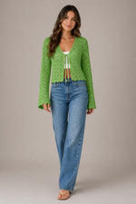 Women’s Tie Front Flare Sleeve Blouse