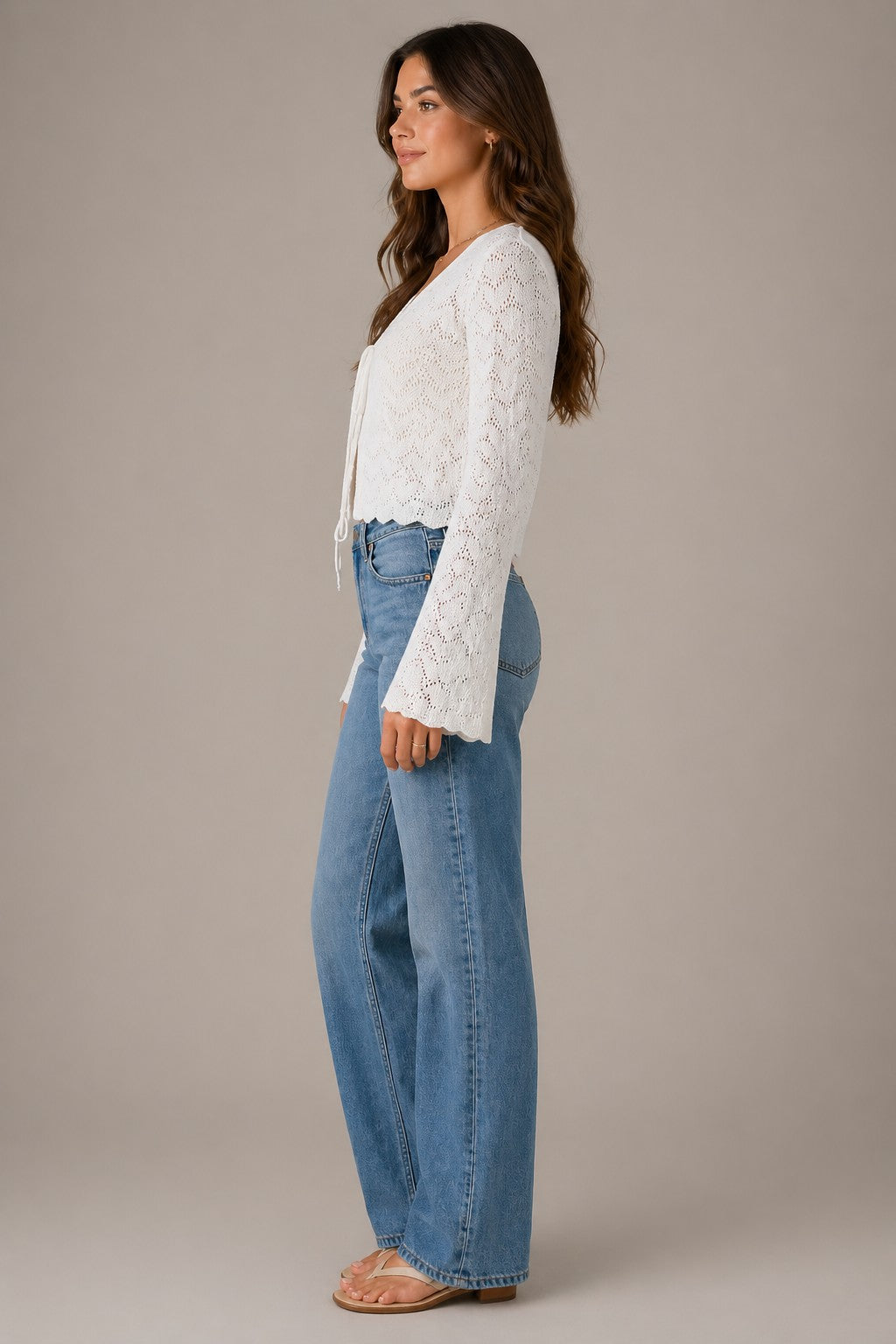 Women’s Tie Front Flare Sleeve Blouse