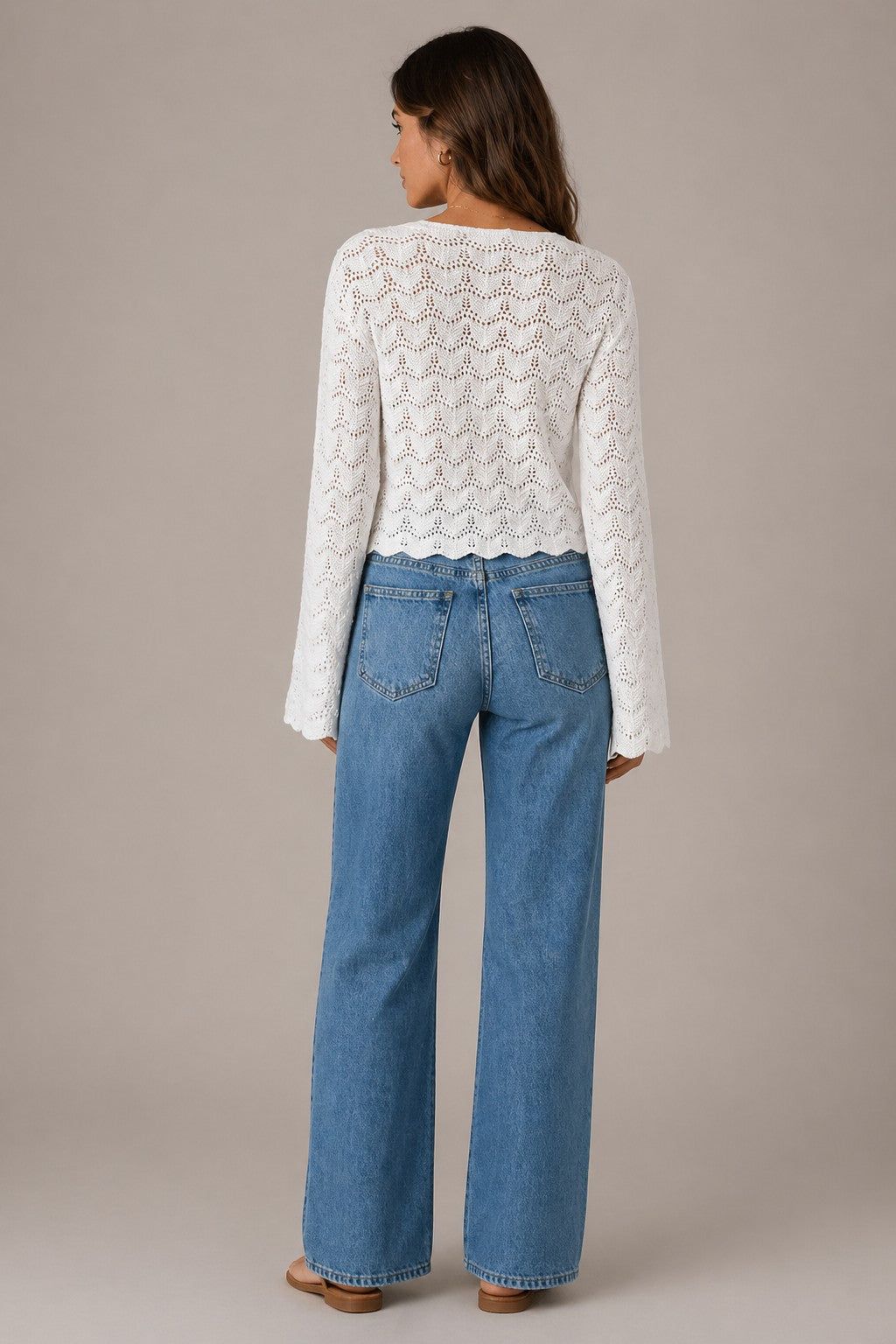 Women’s Tie Front Flare Sleeve Blouse