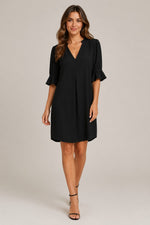 Women’s V-Neck Elbow Sleeve Mini Dress