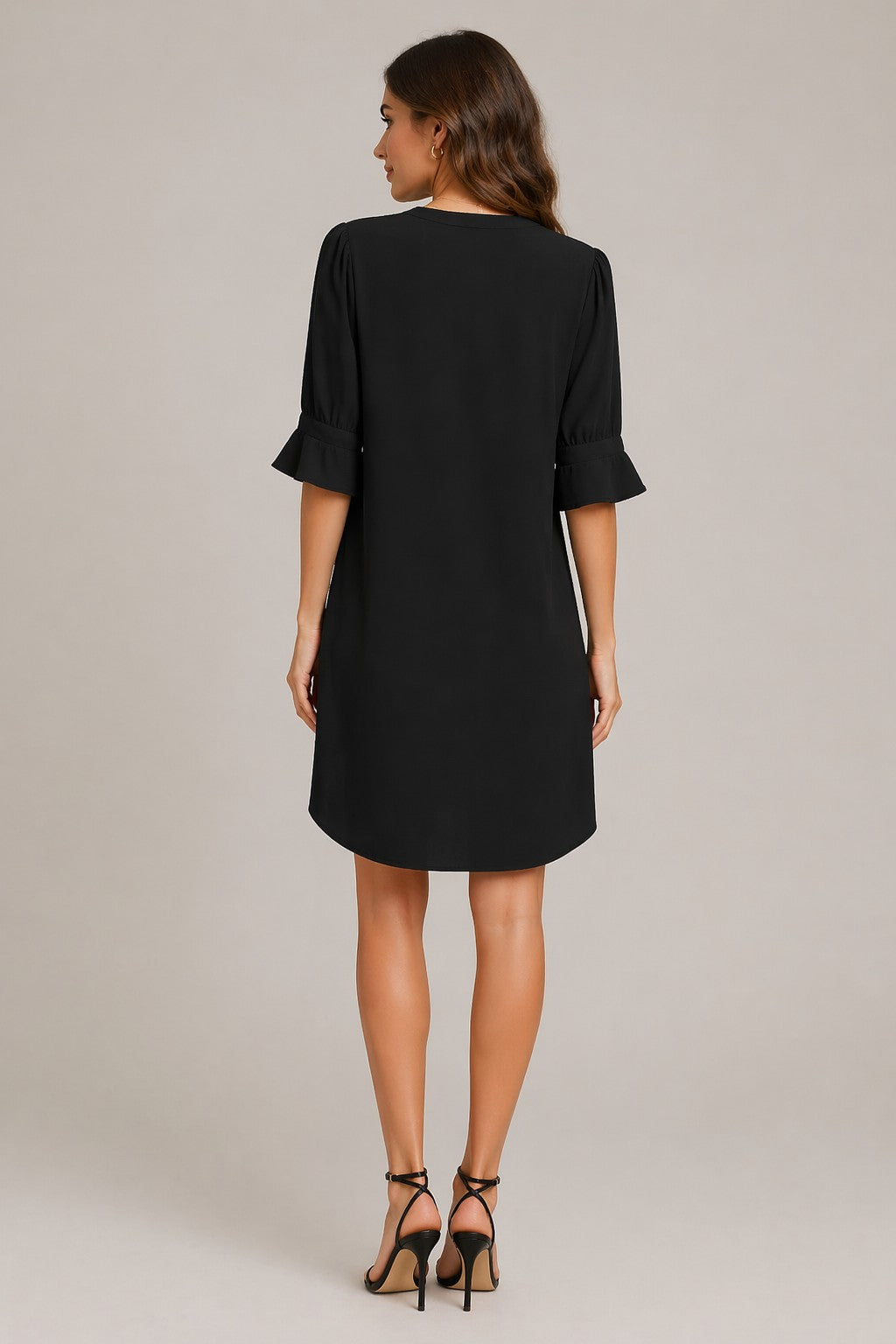 Women’s V-Neck Elbow Sleeve Mini Dress