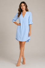 Women’s V-Neck Elbow Sleeve Mini Dress