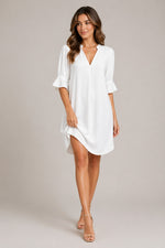Women’s V-Neck Elbow Sleeve Mini Dress