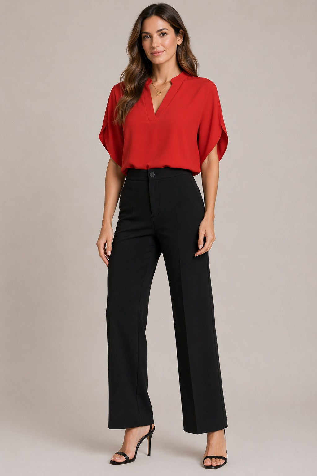 Women’s V-Neck Flutter Sleeve Blouse