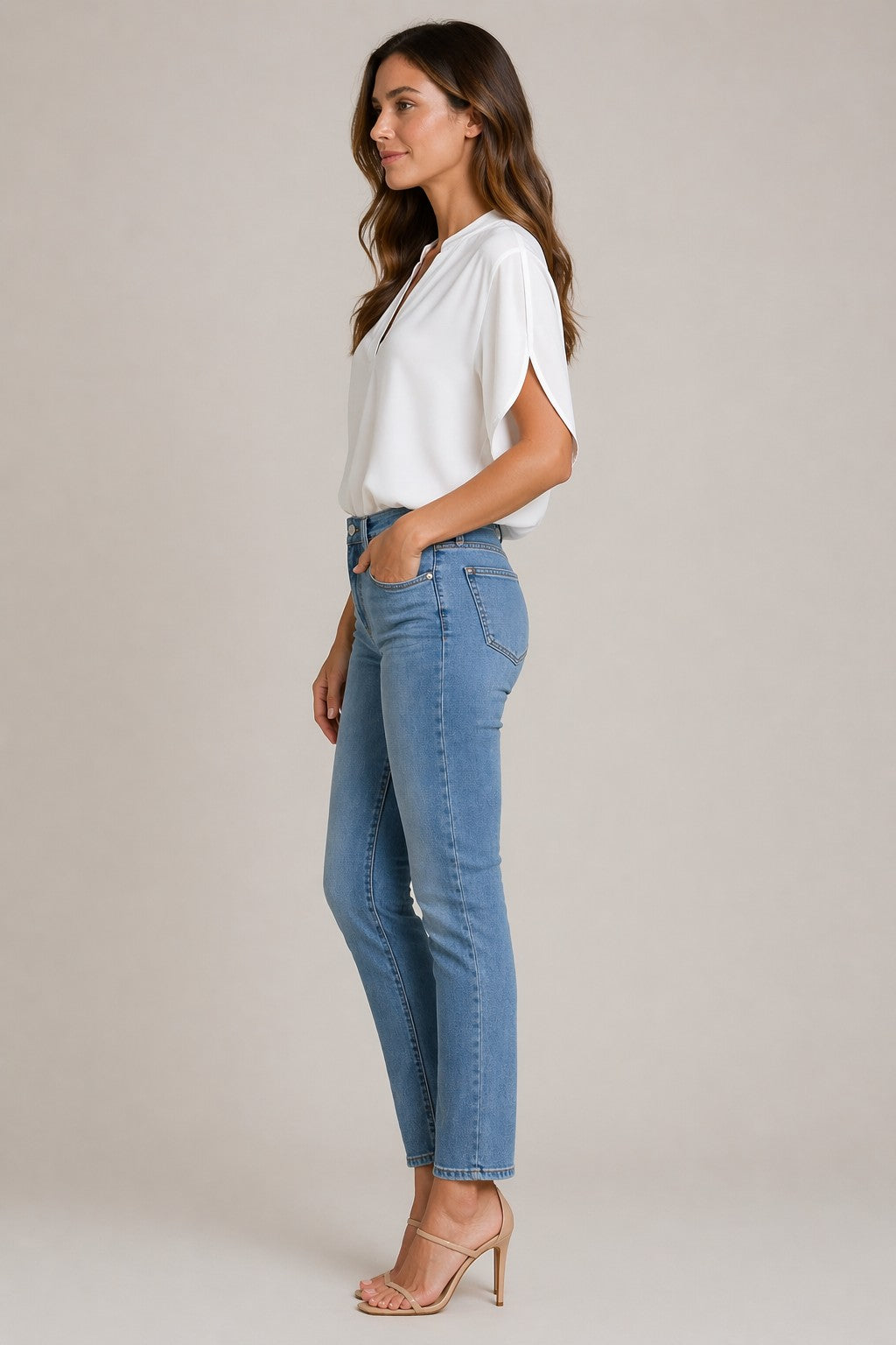 Women’s V-Neck Flutter Sleeve Blouse