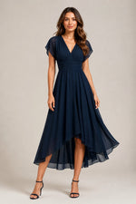 Women’s V-Neck Flutter Sleeve Midi Dress