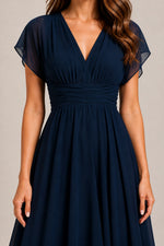Women’s V-Neck Flutter Sleeve Midi Dress