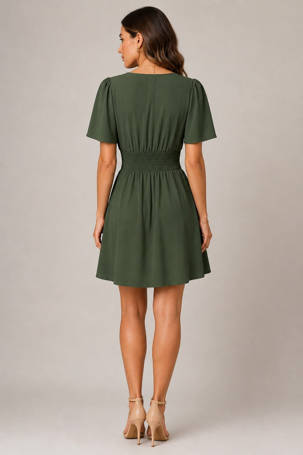 Women's V-Neck Short Sleeve A-Line Dress