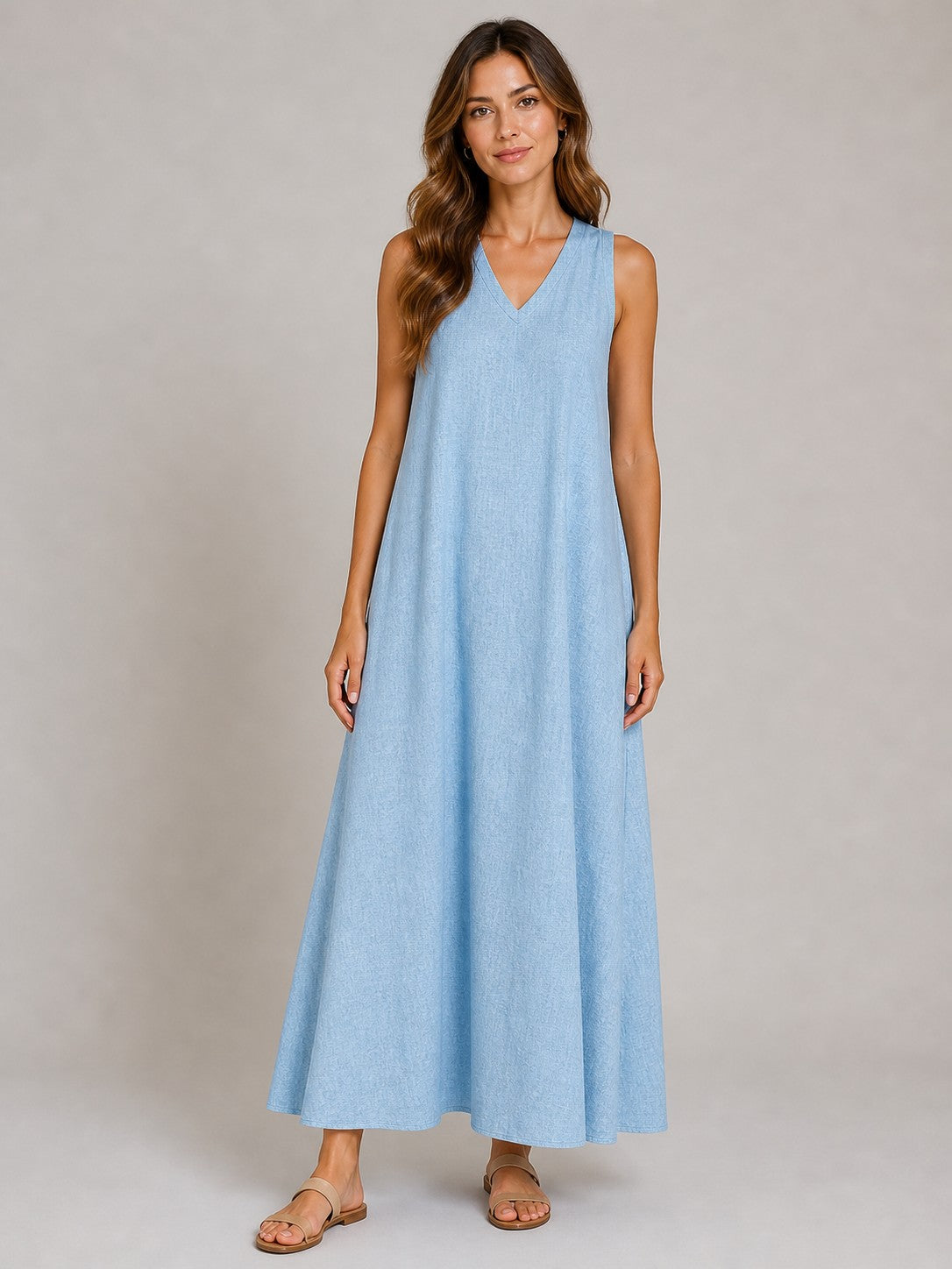 Women's V-Neck Sleeveless Maxi Dress