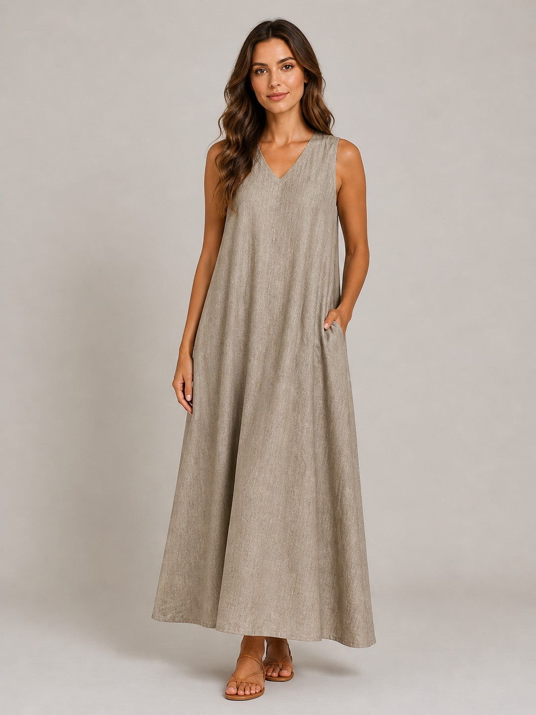 Women's V-Neck Sleeveless Maxi Dress