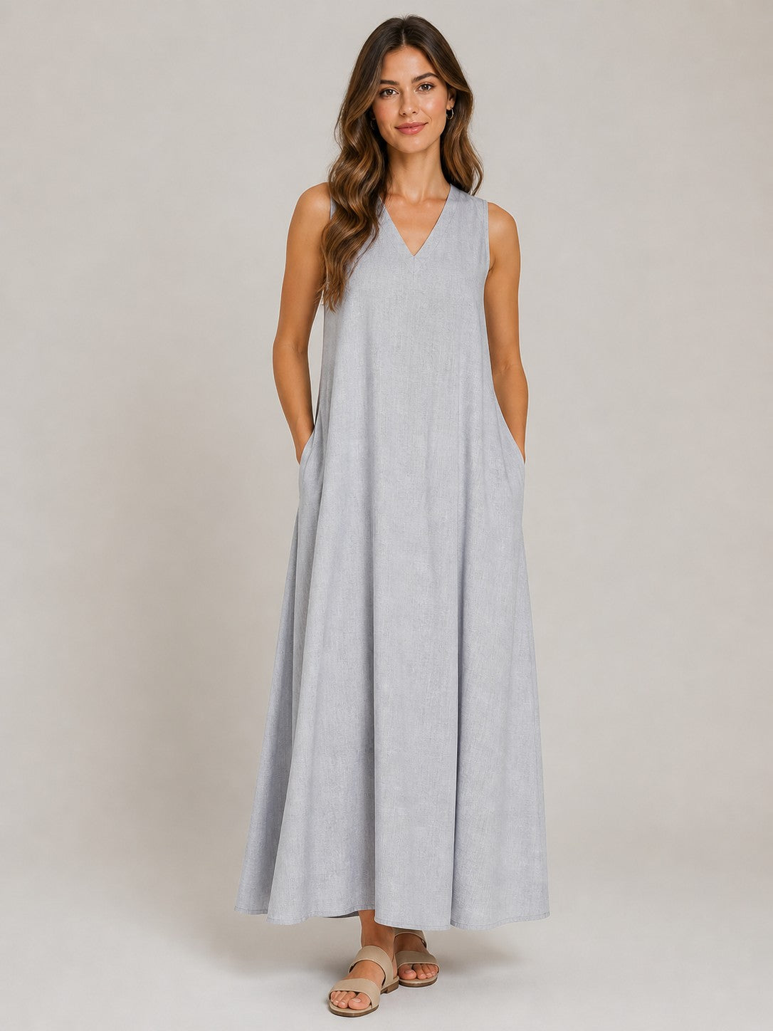 Women's V-Neck Sleeveless Maxi Dress