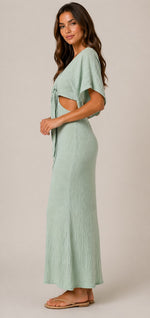 Women’s V-Neck Tie Front Cut-Out Maxi Dress