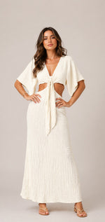 Women’s V-Neck Tie Front Cut-Out Maxi Dress