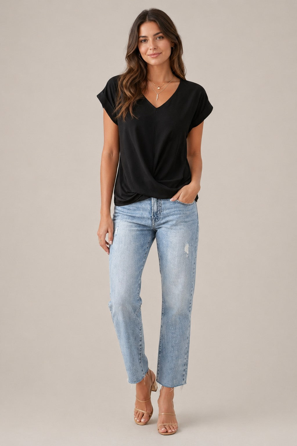 Women’s V-Neck Twist Front Top