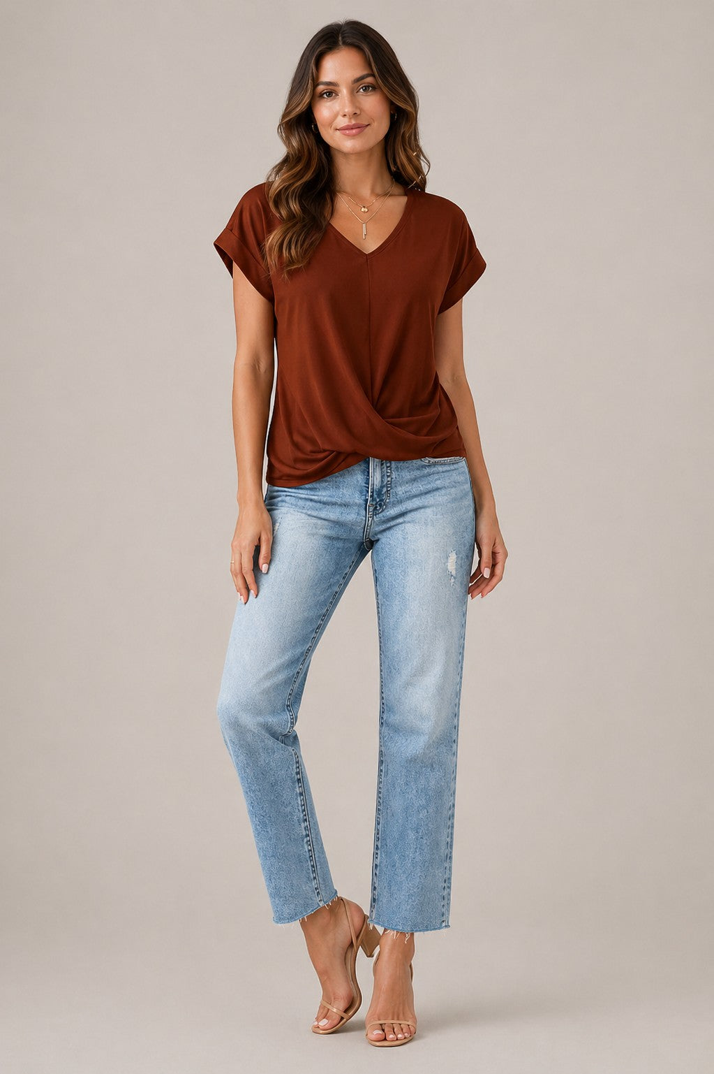 Women’s V-Neck Twist Front Top