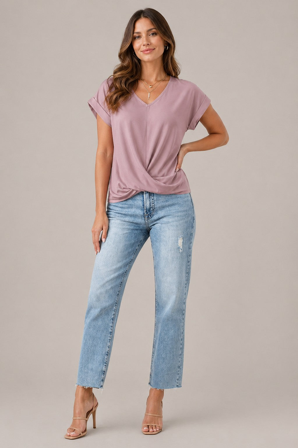 Women’s V-Neck Twist Front Top