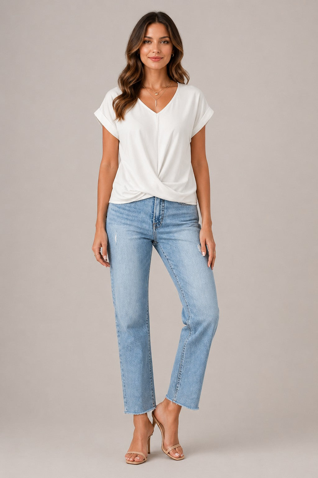Women’s V-Neck Twist Front Top