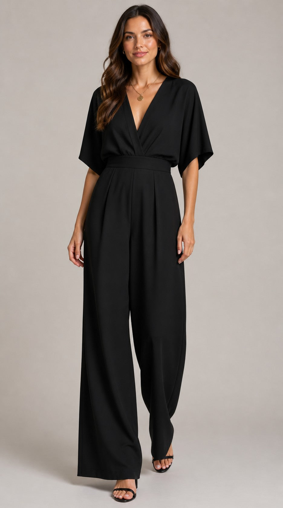 Women's V-Neck Wide Sleeve Jumpsuit