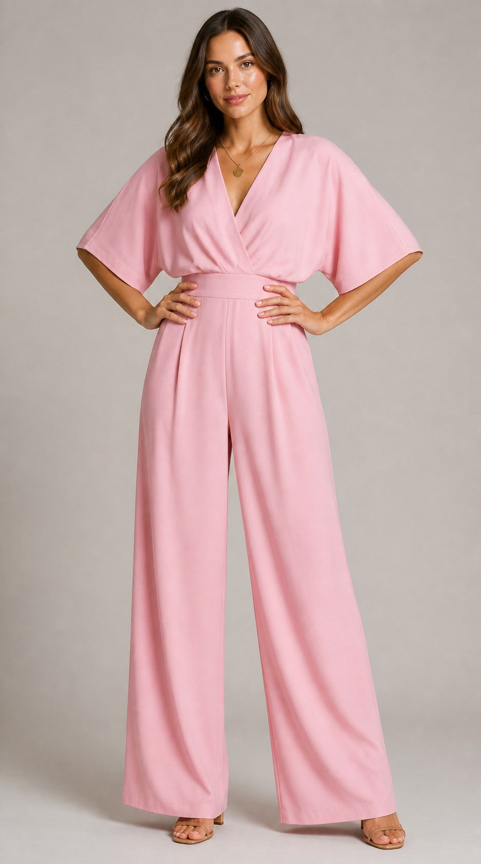 Women's V-Neck Wide Sleeve Jumpsuit
