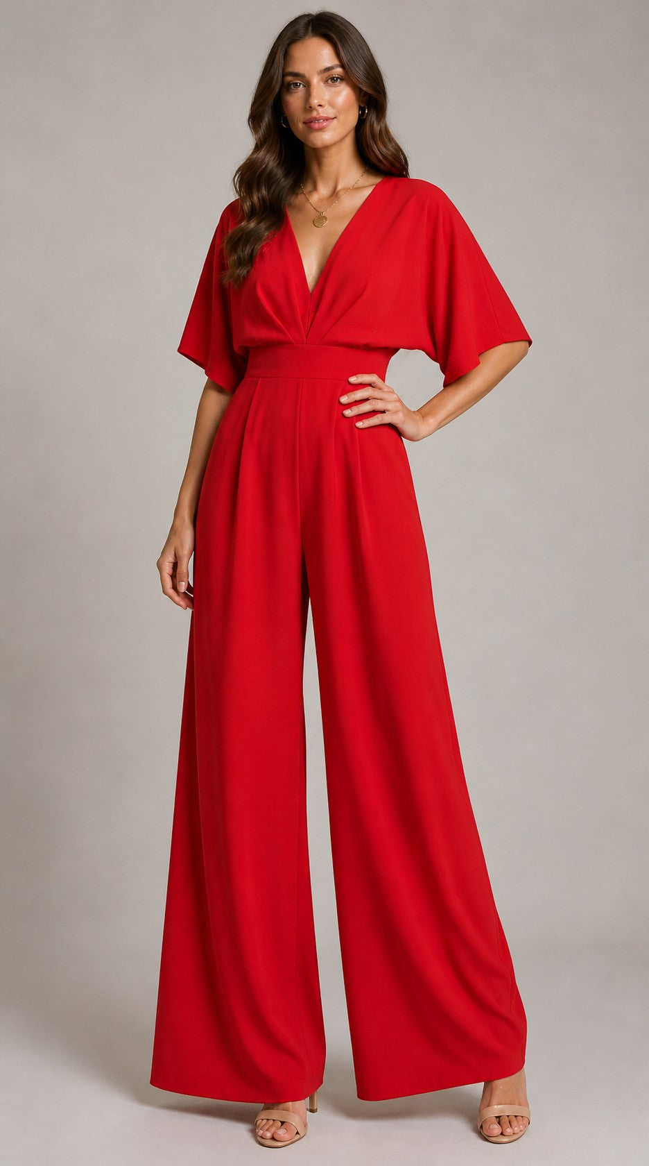 Women's V-Neck Wide Sleeve Jumpsuit