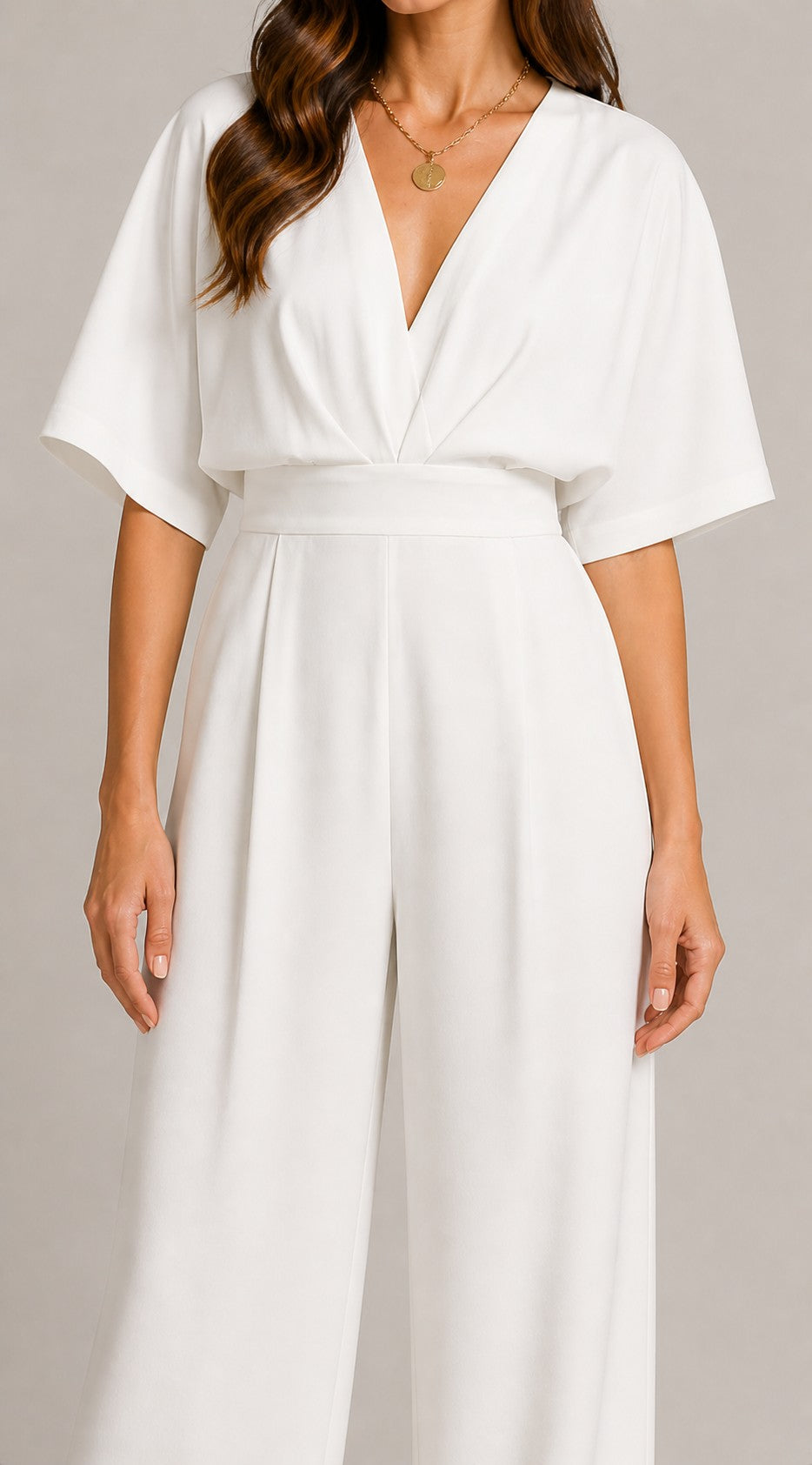 Women's V-Neck Wide Sleeve Jumpsuit