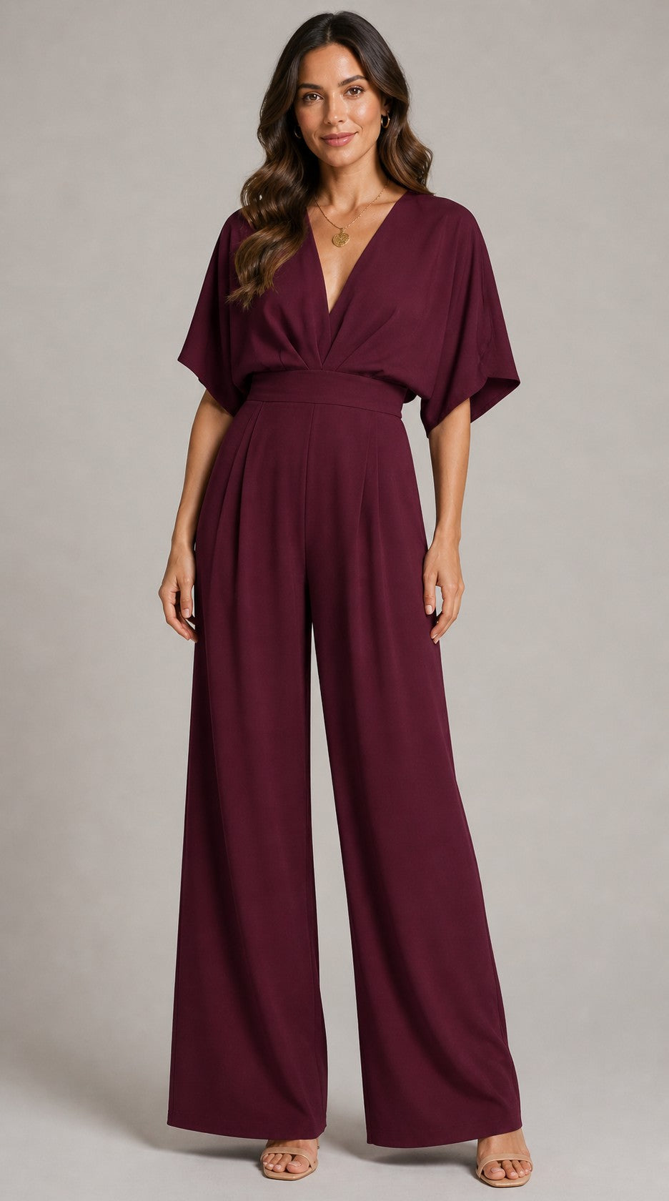 Women's V-Neck Wide Sleeve Jumpsuit