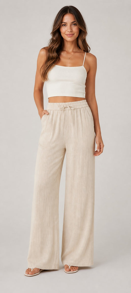 Women's Wide-Leg Drawstring Waist Pants