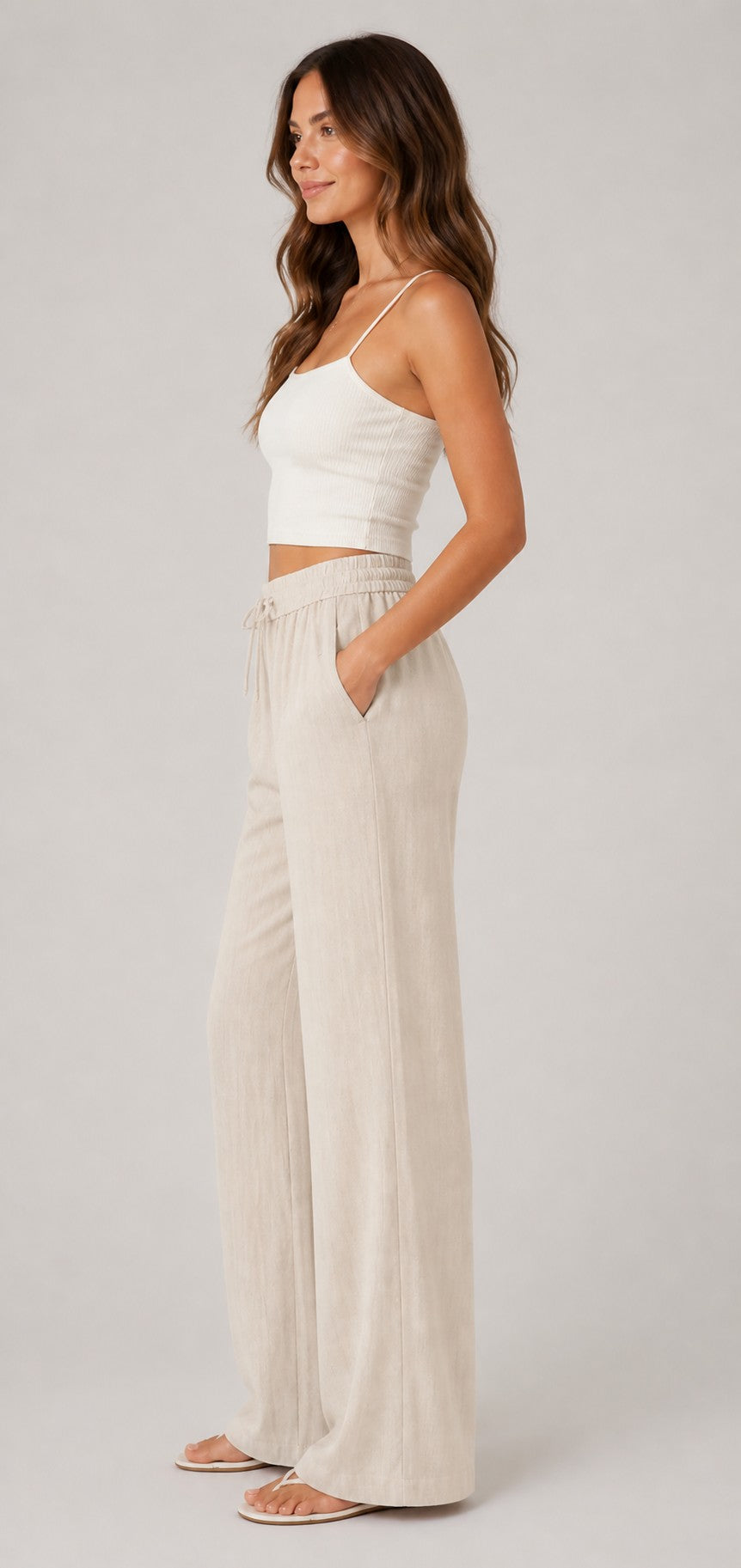 Women's Wide-Leg Drawstring Waist Pants