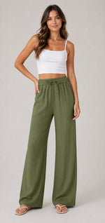 Women's Wide-Leg Drawstring Waist Pants