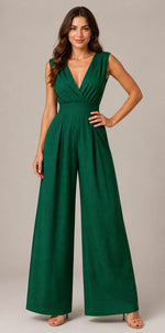 Women's Wide-Leg V-Neck Sleeveless Jumpsuit