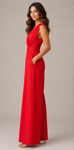 Women's Wide-Leg V-Neck Sleeveless Jumpsuit