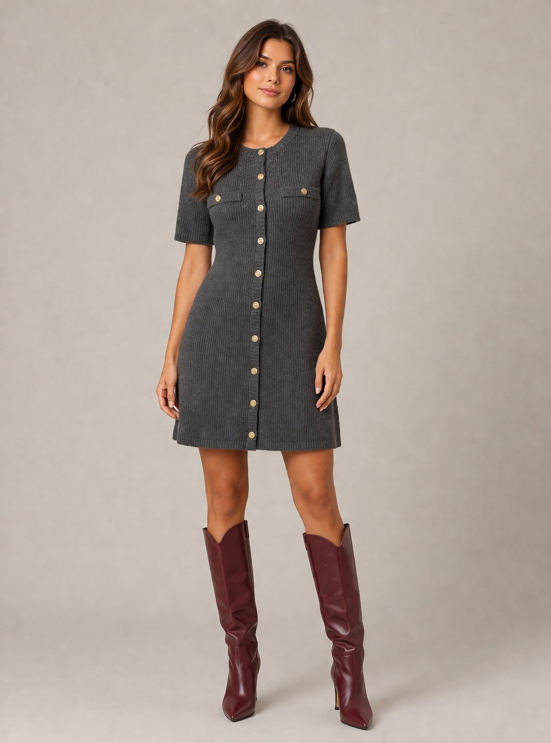 Women's Button-Front Mini Dress