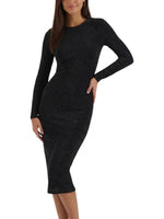 Women's Long Sleeve Fitted Midi Dress
