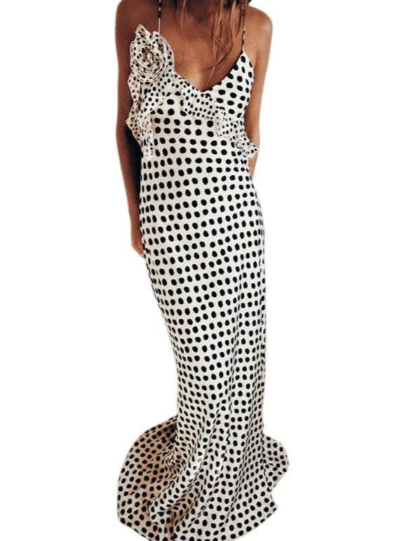 Women's Polka Dot Mermaid Maxi Dress