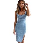 Women's Denim Sleeveless Midi Dress